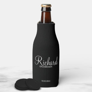 Porta-garrafa Padrinho de casamento personalizado preto e branco