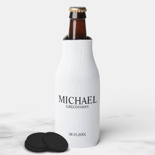 Porta-garrafa Padrinho de casamento personalizado preto e branco