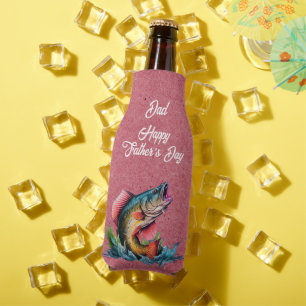 Porta-garrafa Papai Feliz Dia dos Pais Vermelho Grande Peixe Ata