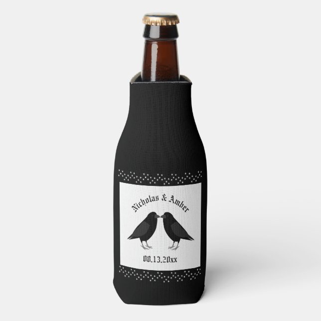 Porta-garrafa Personalização do Casamento Gótico Beijando Ravens (Frente da Garrafa)
