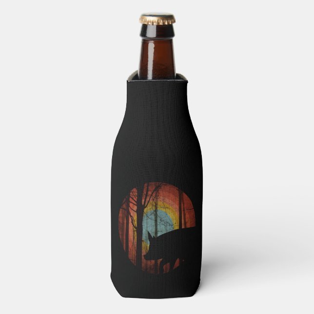 PORTA-GARRAFA PIG NA FLORESTA DE MADEIRA (Frente da Garrafa)