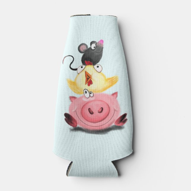 Porta-garrafa Pinheiro e Amigos do Mouse Engraçados (Frente)