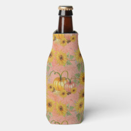 PORTA-GARRAFA PINK COM FULORES AMARELOS E PINTOS