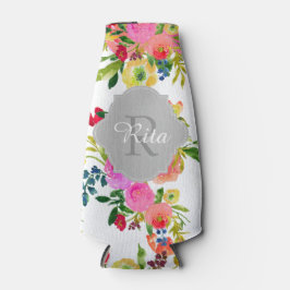 Porta-garrafa Pista de Fundo PixDezines Floral Watercolor/DIY