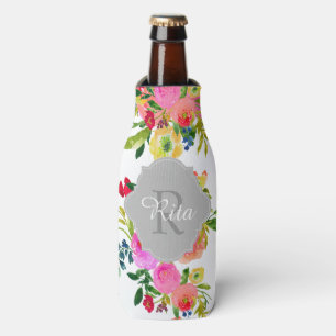 Porta-garrafa Pista de Fundo PixDezines Floral Watercolor/DIY