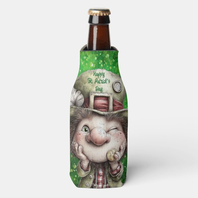 Porta-garrafa Playful Leprechaun Illustration  (Frente da Garrafa)
