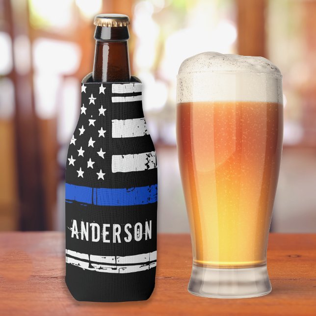 Porta-garrafa Policial Thin Blue Line Personalizado (Criador carregado)