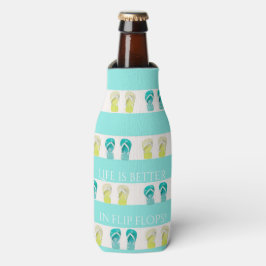 Porta-garrafa Praia dos chinelos náuticos brancos de turquesa