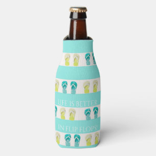Porta-garrafa Praia dos chinelos náuticos brancos de turquesa