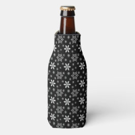 PORTA-GARRAFA PRETO COM SNOWFLAKS DE INVERNO BRANCO