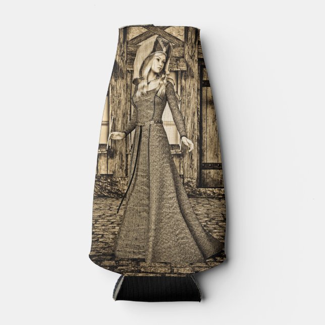 Porta-garrafa Princesa Medieval Sépia Arte Renascentista (Frente)