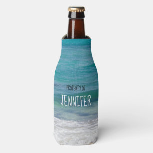 Porta-garrafa Propriedade do Seu Nome Mar de Caribe Personalizad