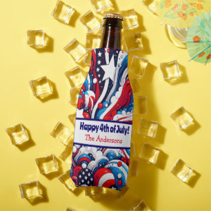 Porta-garrafa Quarto de julho Estrelas e faixas personalizadas