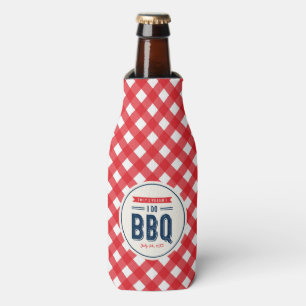 Porta-garrafa Red Gingham e Blue I Do CHURRASCO Noivado