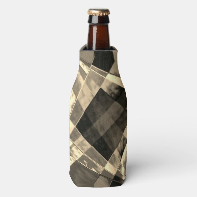 Porta-garrafa Retângulos inclinados em tons de madeira ou bege? (Frente da Garrafa)