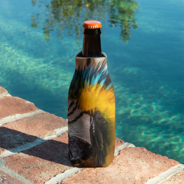 Porta-garrafa Retrato de arara azul e amarela (Piscina in situ)