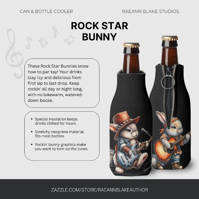 Porta-garrafa Rockstar Bunnies Can and Bottle Cooler (Criador carregado)