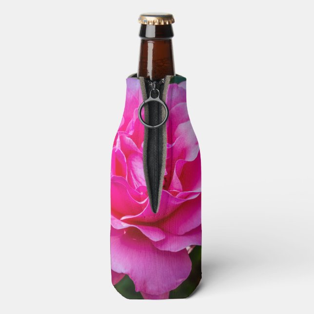 Porta-garrafa Rosa rosa delicada. (traseira da garrafa)