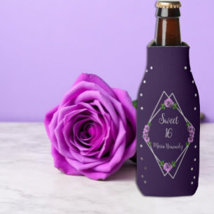 Porta-garrafa Rosa Roxa Geométrica Prata Sweet 16