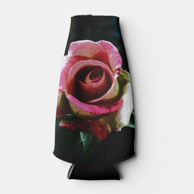 Porta-garrafa Rosa vermelha pintada a óleo (Frente)