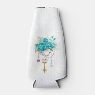 Porta-garrafa Rosas Turquesas com Chaves