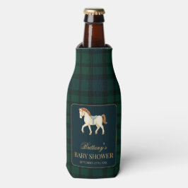 Porta-garrafa Rustic Tartan Plaid Horse Baby Shower 