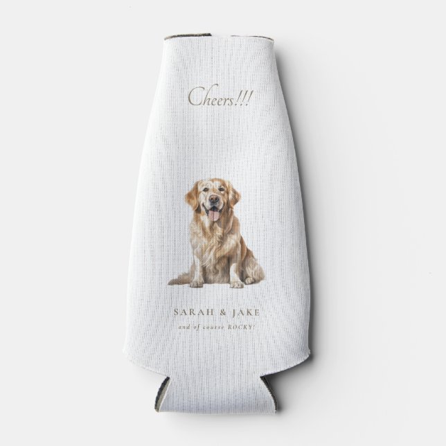 Porta-garrafa Saúde Branca e Dourada!!! Casamento Pet Personaliz (Frente)