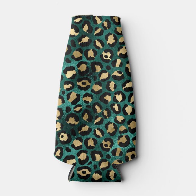 Porta-garrafa Série Teal e Gold Leopard Design 3 (Frente)