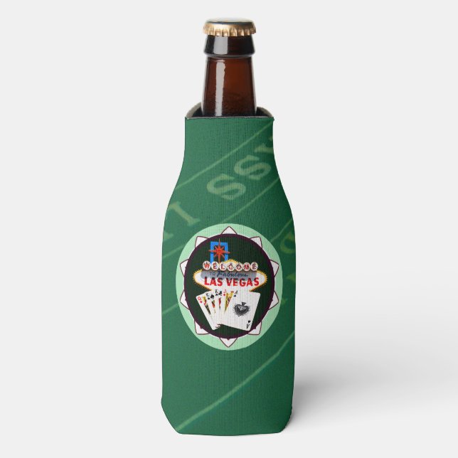 Porta-garrafa Sinal De Las Vegas E Duas Chamadas Poker Chip (Frente da Garrafa)