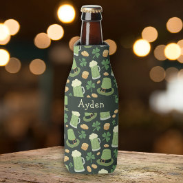 Porta-garrafa St Patricks Day Pattern Sláinte Funny Green Name