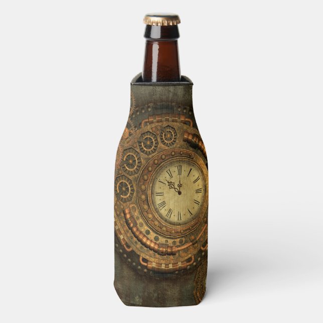 Porta-garrafa Steampunk, maravilhoso relógio (Frente da Garrafa)