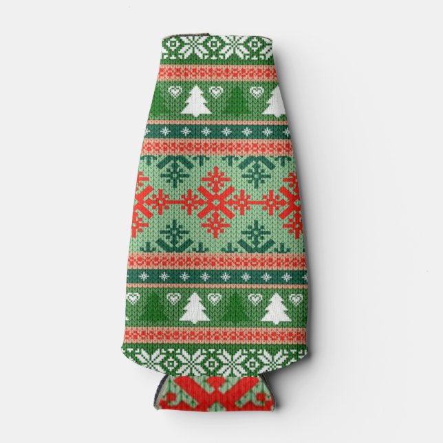 Porta-garrafa suéter de Natal feio de malha (Frente)