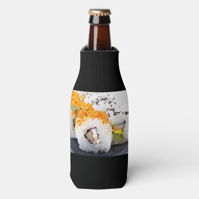 Porta-garrafa Sushi em uma placa (Frente da Garrafa)