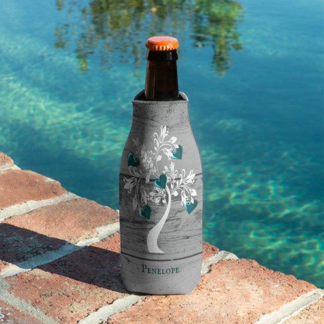 Porta-garrafa Teal Tree of Hearts Personalised Bottle Cooler (Piscina in situ)
