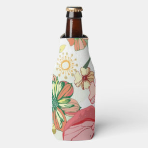 Porta-garrafa Teste padrão com flores vermelhas
