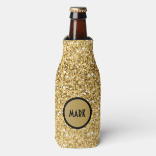 Porta-garrafa Teste padrão Dourado do brilho de Monogramed