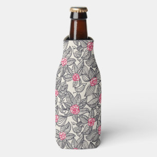 Porta-garrafa Teste padrão floral com pássaros 2 dos desenhos