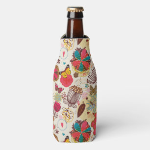 Porta-garrafa Teste padrão floral no estilo retro 4