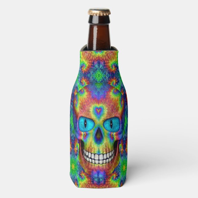 Porta-garrafa Tie Dye Skull Morto Zombie Bottle Cooler (Frente da Garrafa)