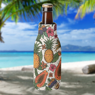 Porta-garrafa Tropical Fruit Squad Fofo Abacaxi Papaya Retro
