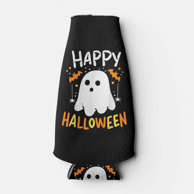 Porta-garrafa Truque Ou Tratar Fantasma De Halloween (Frente)