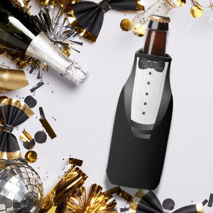 Porta-garrafa Tuxedo preto do Padrinho de casamento da Equipe de