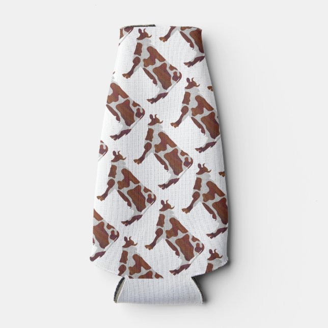 Porta-garrafa Vaca Castanho e Silhueta Branca (Frente)