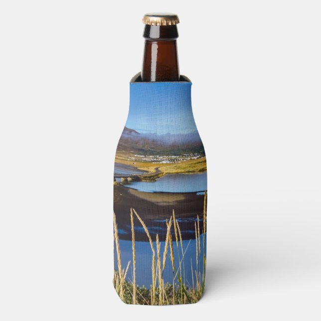 Porta-garrafa View on Saudarkrokur and Skagafjordur, Islândia (Frente da Garrafa)