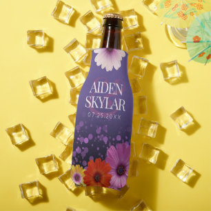 Porta-garrafa Visitas Elegantes com Casamento com Glitter Roxo