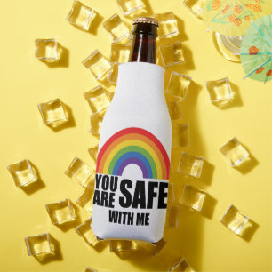 Porta-garrafa Você Está Seguro Comigo Orgulho Arco-Íris LGBTQ