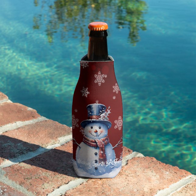 Porta-garrafa Winter Forest Snowman Natal | Vermelha (Piscina in situ)
