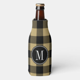 Porta-garrafa Xadrez Preto e Dourado Monograma