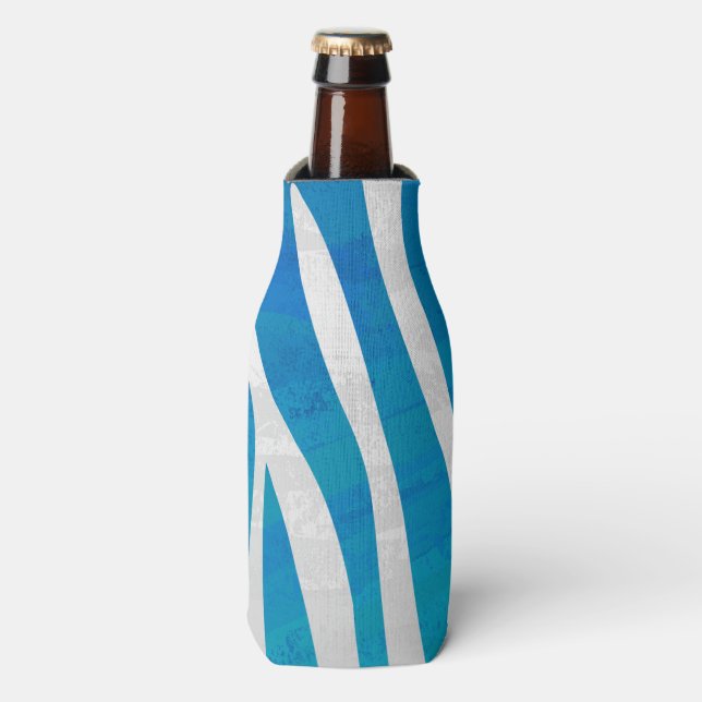 Porta-garrafa Zebra Blue e White Impressão (Frente da Garrafa)