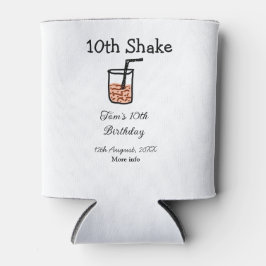 Porta-lata 10th Shake 10th feliz aniversário, milkshake scrib